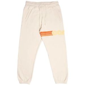 Men's Cream Joggers with Orange Detail
